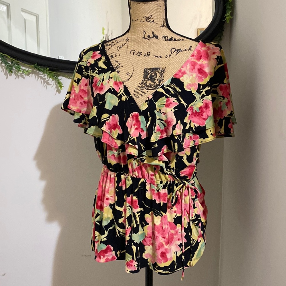 RALPH LAUREN Floral Blouse Sz S